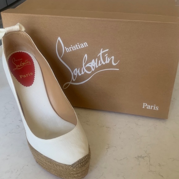 Christian Louboutin White Platform Espadrilles - Picture 8 of 10